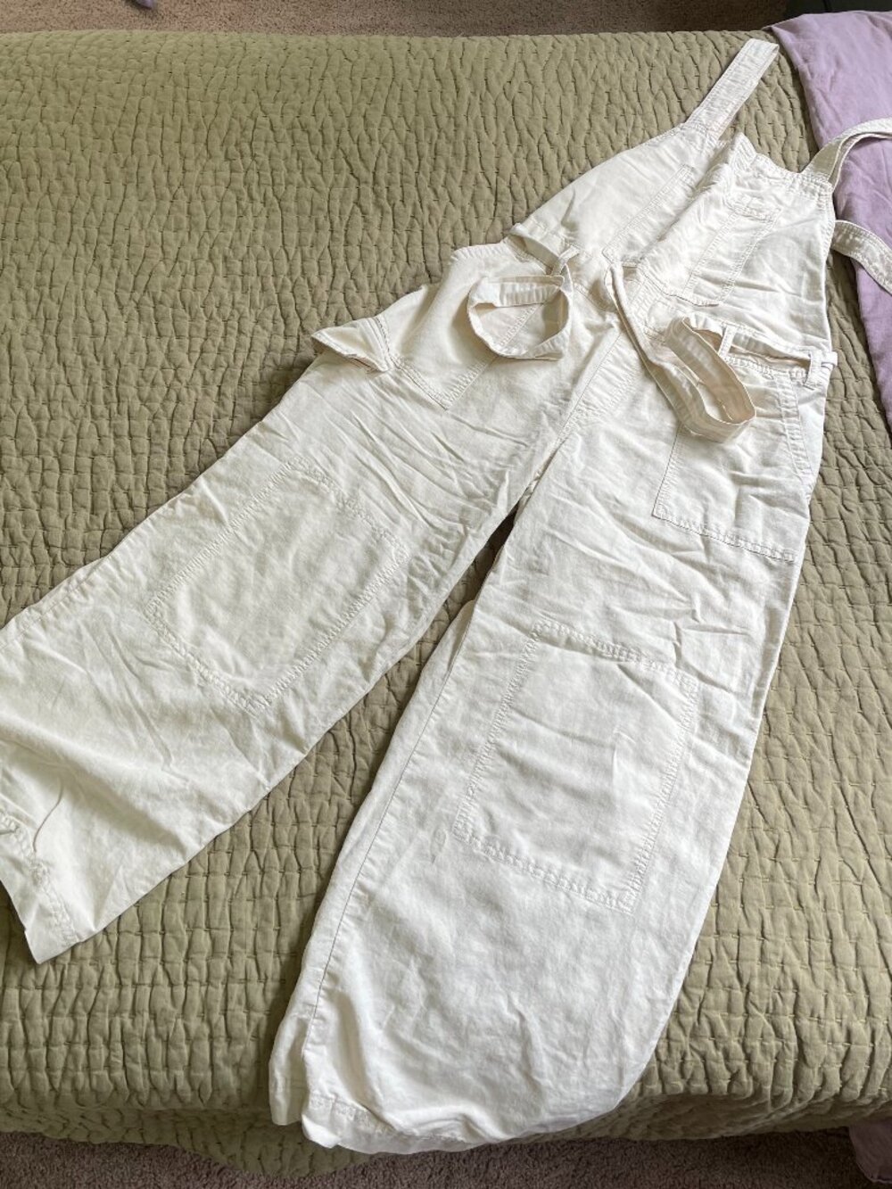 Free People White Wide Leg Overalls